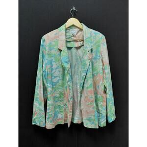 DESIGN FOCUS 100% Cotton Blazer Multicolor Abstract Woven Women Size L
